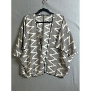 Painted Threads Top Women's Medium Kimono Topper Open Front Geometric Print‎